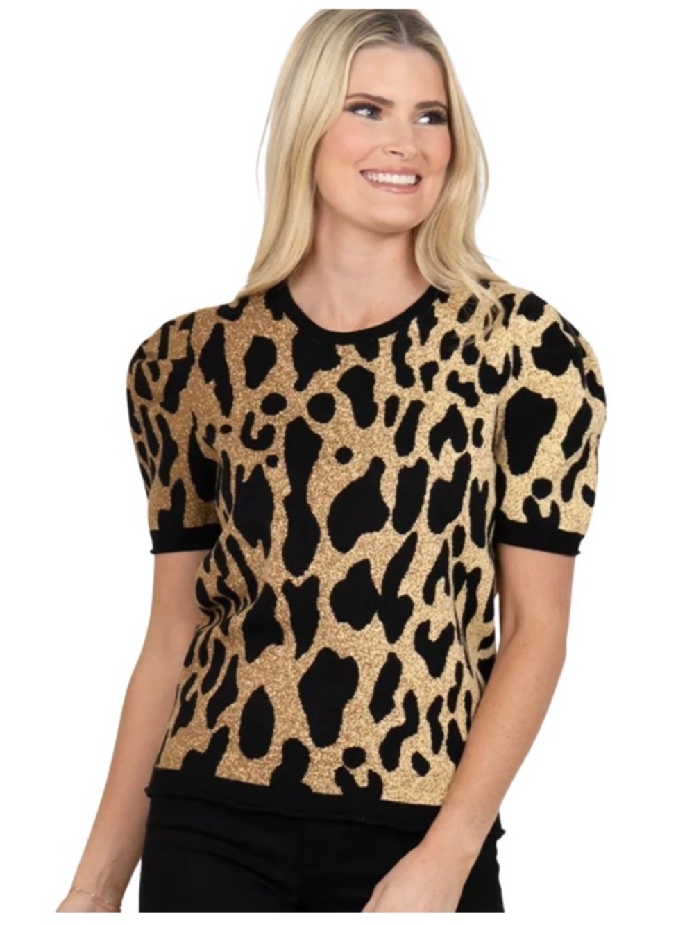 Emily McCarthy Crewneck Knit in Lady Leopard Size Medium